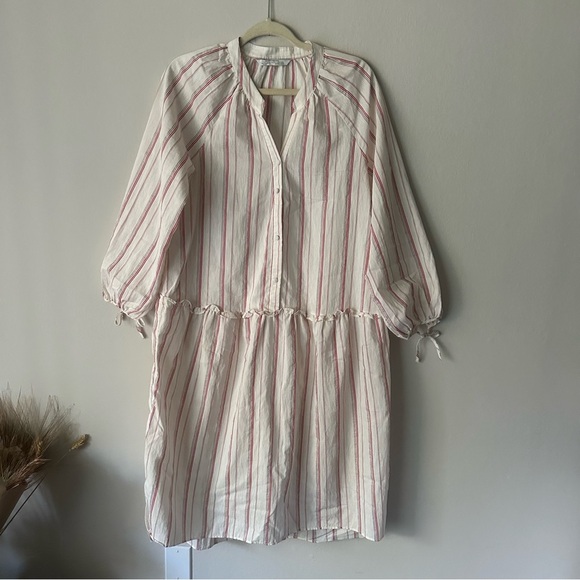 Zara premium denim collection drop waist striped dress size Small - Picture 2 of 10